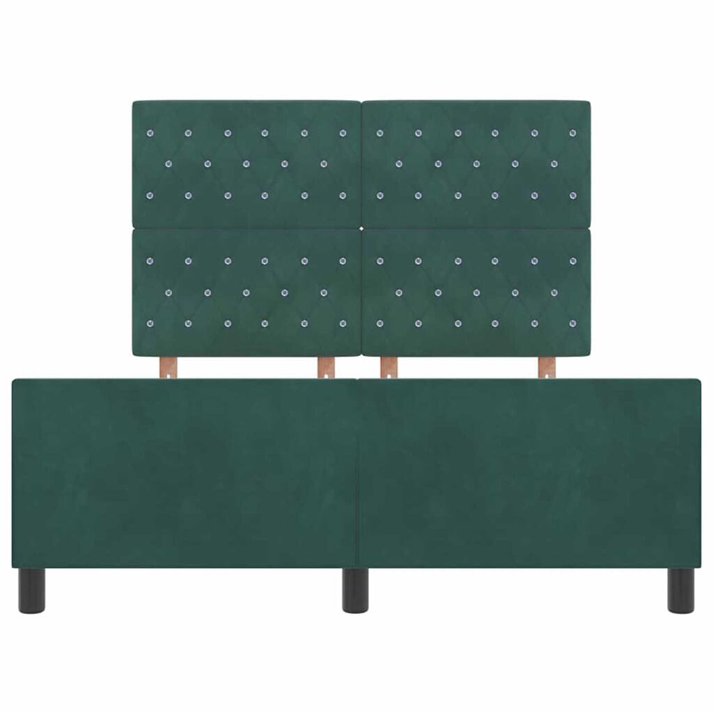 vidaXL Σκελετός Κρεβατιού Σκούρο πράσινο 140 x 190 cm Βελούδο