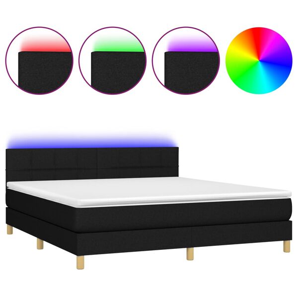 vidaXL &Kappa;&rho;&epsilon;&beta;ά&tau;&iota; Boxspring &mu;&epsilon; &Sigma;&tau;&rho;ώ&mu;&alpha; & LED &Mu;&alpha;ύ&rho;&omicron; 160x200 &epsilon;&kappa;. &Upsilon;&phi;&alpha;&sigma;&mu;ά&tau;&iota;&nu;&omicron;