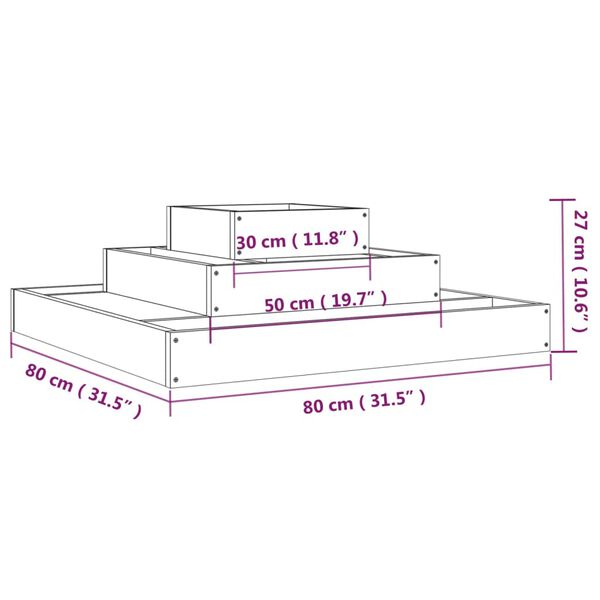 vidaXL Ζαρντινιέρα Γκρι 80 x 80 x 27 εκ. από Μασίφ Ξύλο Πεύκου