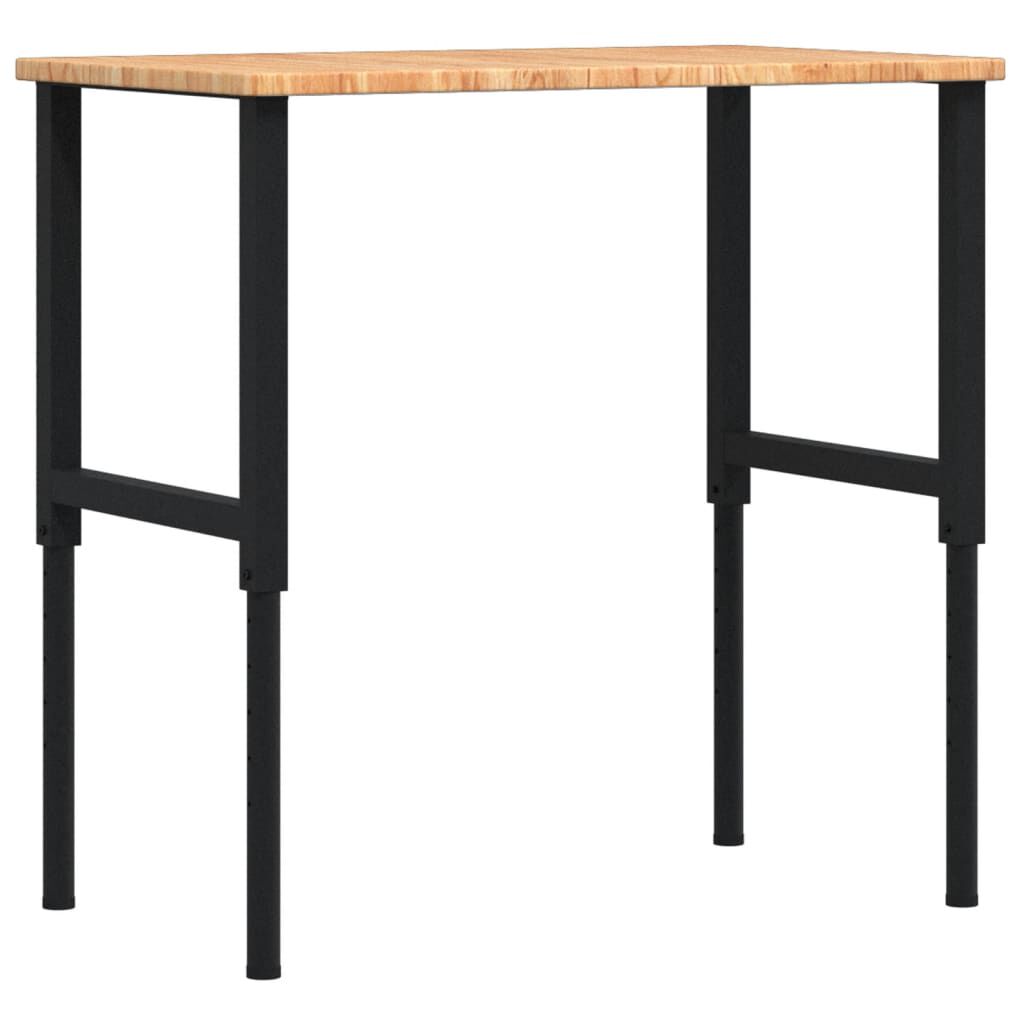 vidaXL Πάγκος Εργασίας Ορθογώνιος 100x60x(71,5-98) εκ Μασίφ Ξύλο Δρυός