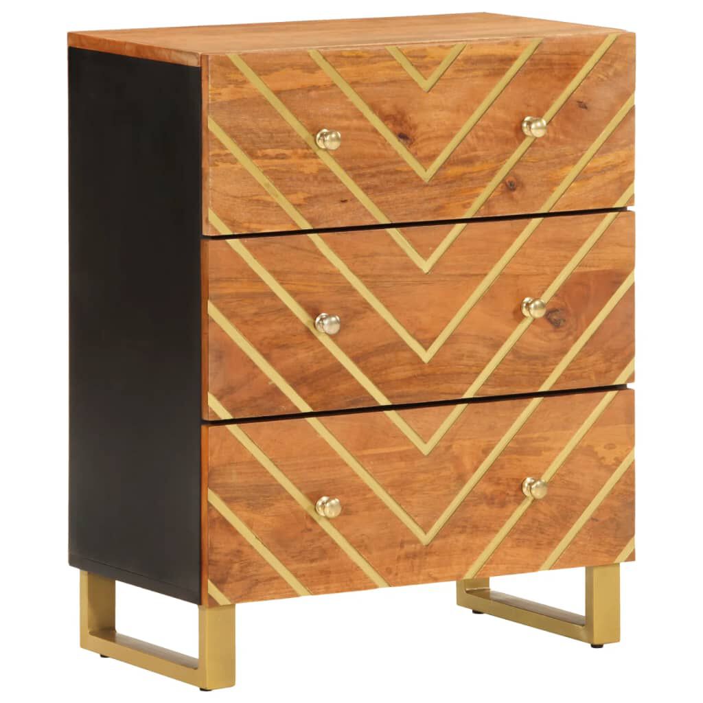 vidaXL Βοηθητικό Έπιπλο Καφέ/Μαύρο 60x33,5x75 εκ. Μασίφ Ξύλο Μάνγκο