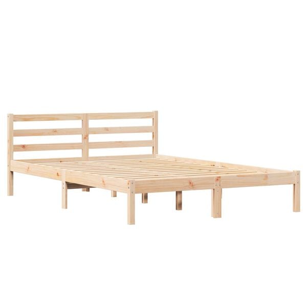 vidaXL Κρεβάτι με κεφαλάρι Καφέ 210 x 140 εκ Μασίφ ξύλο πεύκου