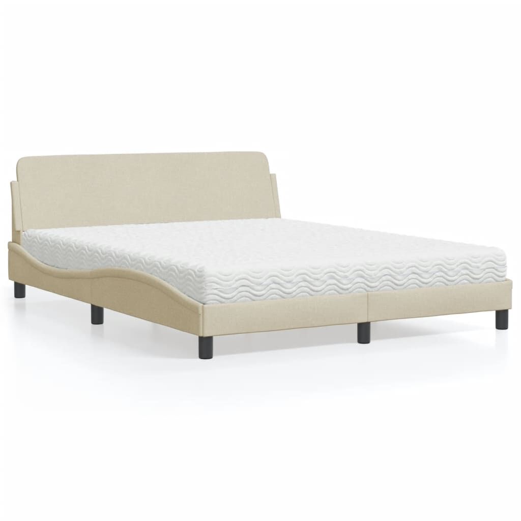 vidaXL Κρεβάτι Κρεμ 160x200 εκ. Υφασμάτινο