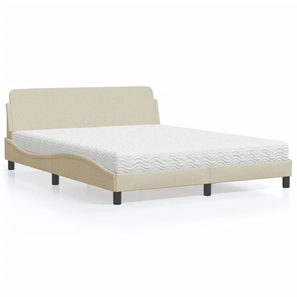 vidaXL Κρεβάτι Κρεμ 160x200 εκ. Υφασμάτινο