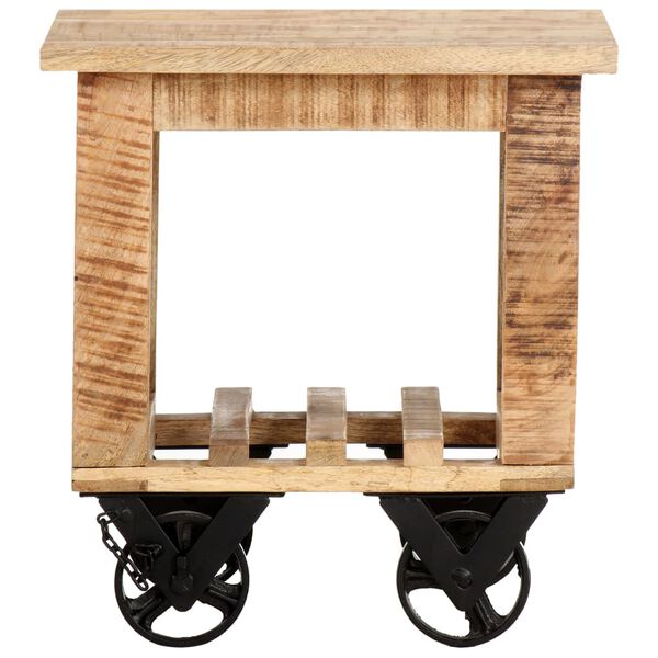 vidaXL Βοηθητικό Τραπέζι με Ρόδες 40x40x42 εκ. Ακατέργαστο Ξύλο Μάνγκο