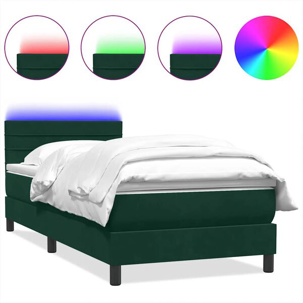 vidaXL &Kappa;&rho;&epsilon;&beta;ά&tau;&iota; Boxspring &mu;&epsilon; &Sigma;&tau;&rho;ώ&mu;&alpha; & LED &sigma;&kappa;&omicron;ύ&rho;&omicron; &pi;&rho;ά&sigma;&iota;&nu;&omicron; 90x210&epsilon;&kappa;. &Beta;&epsilon;&lambda;&omicron;ύ&delta;&iota;&nu;&omicron;