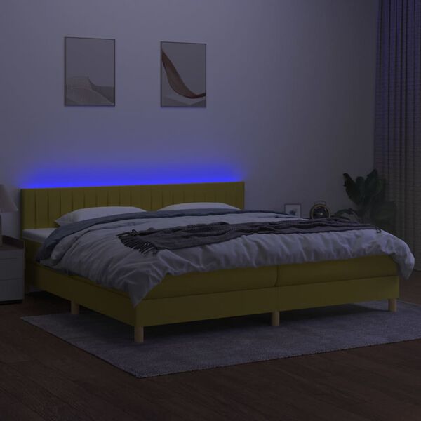 vidaXL &Kappa;&rho;&epsilon;&beta;ά&tau;&iota; Boxspring &mu;&epsilon; &Sigma;&tau;&rho;ώ&mu;&alpha; & LED &Pi;&rho;ά&sigma;&iota;&nu;&omicron; 200x200 &epsilon;&kappa; &Upsilon;&phi;&alpha;&sigma;&mu;ά&tau;&iota;&nu;&omicron;