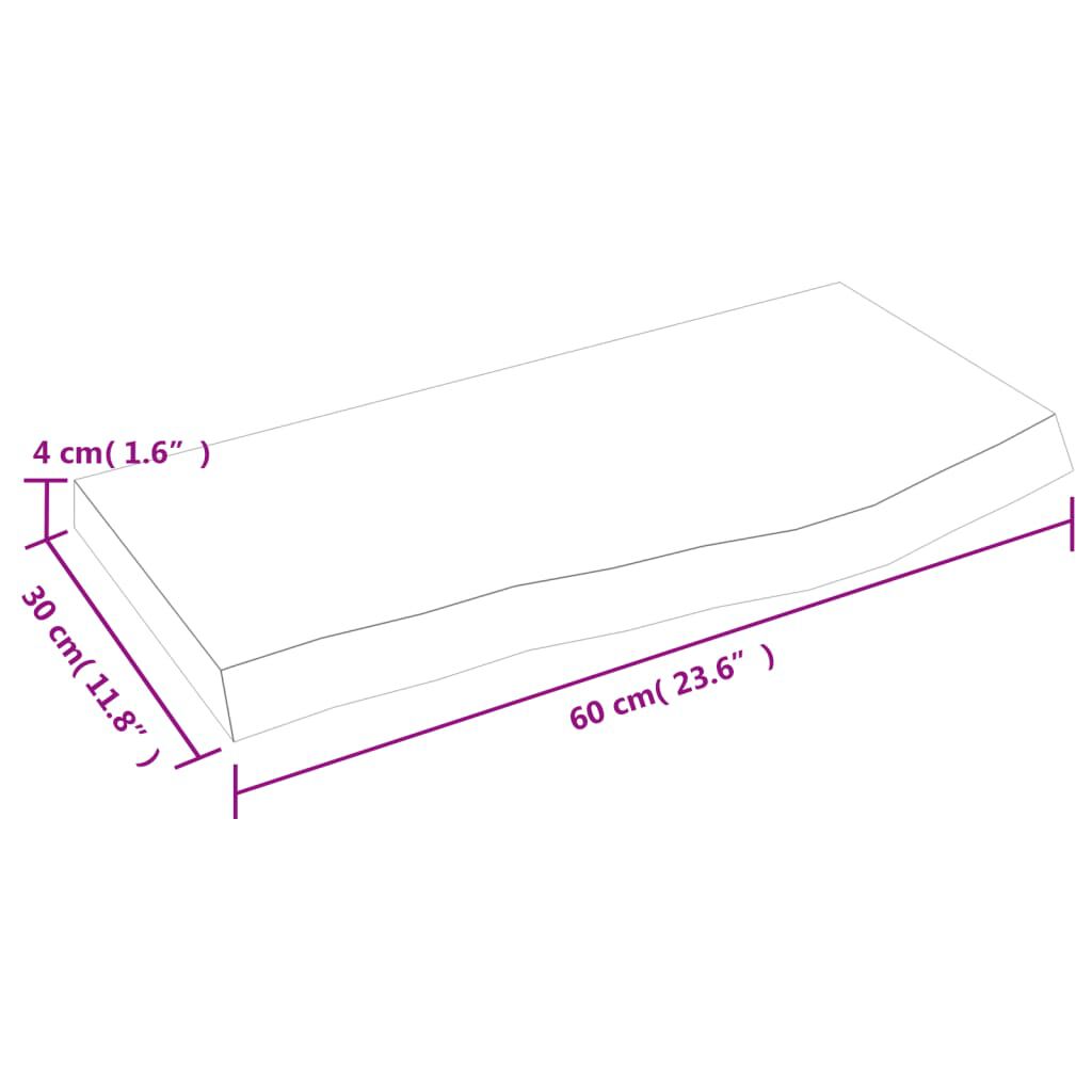 vidaXL Πάγκος Μπάνιου Αν. Καφέ 60x30x(2-4) εκ. Επεξεργ. Μασίφ Ξύλο