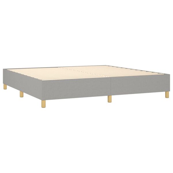 vidaXL Κρεβάτι Boxspring με Στρώμα & LED Αν.Γκρι 200x200εκ. Υφασμάτινο