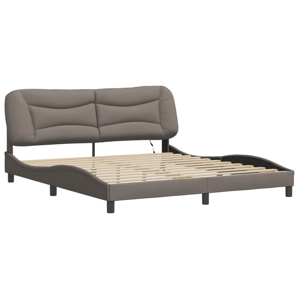 vidaXL Πλαίσιο κρεβατιού με LED χωρίς στρώμα Taupe 180x200 cm Ύφασμα