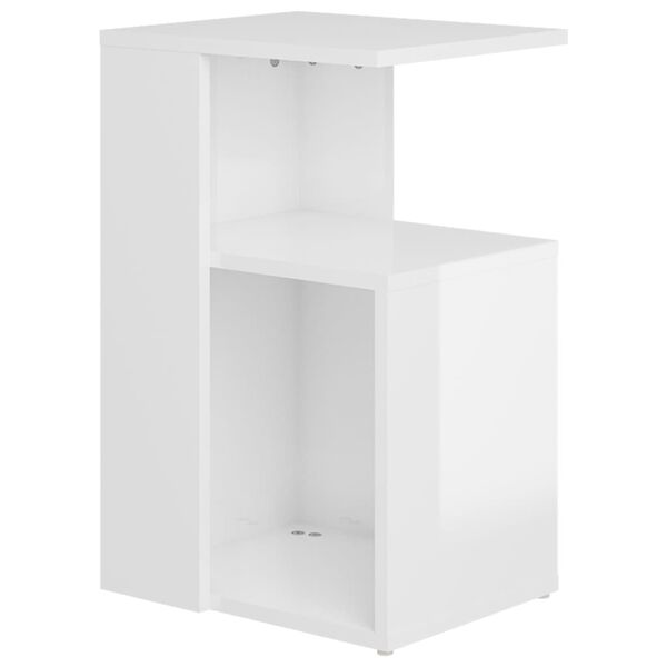 vidaXL Τραπέζι Βοηθητικό Γυαλιστερό Λευκό 36 x 30 x 56 εκ. Επεξ. Ξύλο