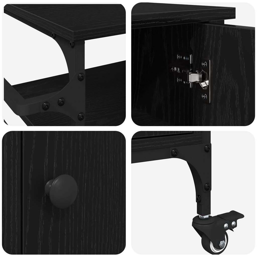 vidaXL Τρενάκι Κουζίνας Μαύρο Δρυς 87.5x38.5x84.5 cm Επεξεργασμένο Ξύλο