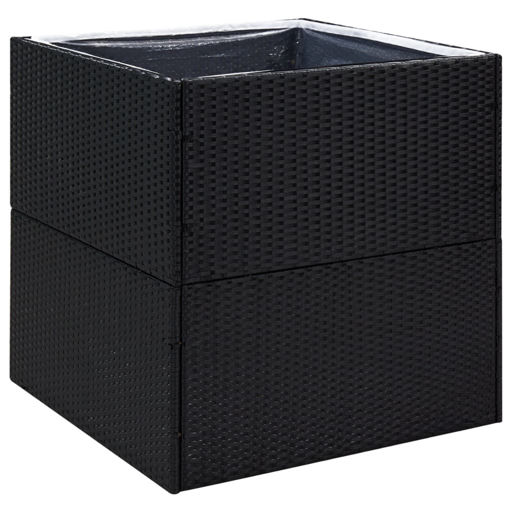 vidaXL Ζαρντινιέρα Κήπου Μαύρη 80 x 80 x 80 εκ. από Συνθετικό Ρατάν