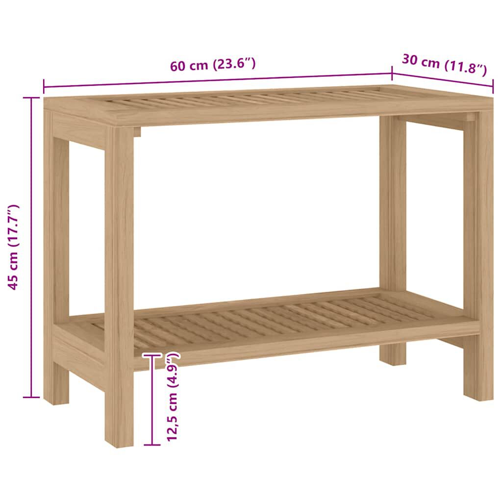 vidaXL Τραπέζι Βοηθητικό Μπάνιου 60 x 30 x 45 εκ. από Μασίφ Ξύλο Teak