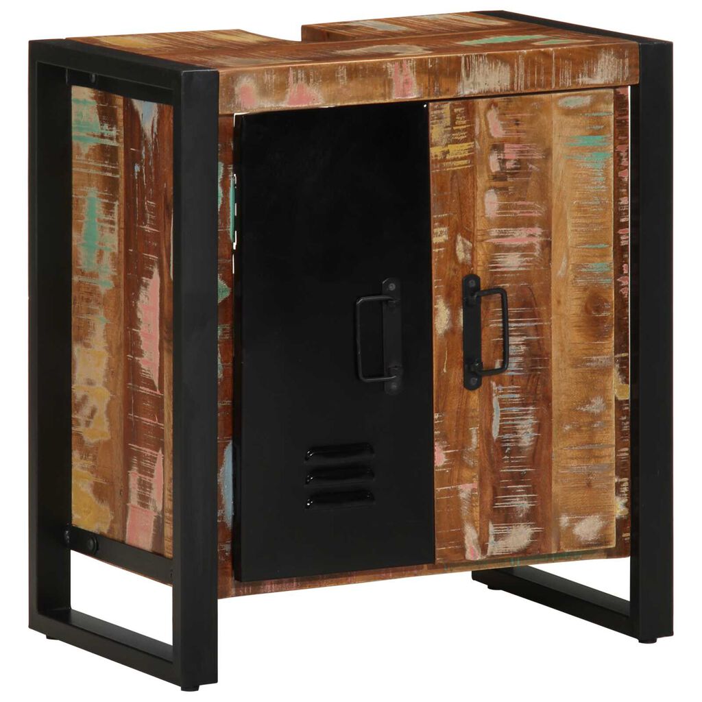 vidaXL Ντουλάπι Μπάνιου Πολύχρωμο 55x35x60 cm Μασίφ Ξύλο Ανακυκλωμένο