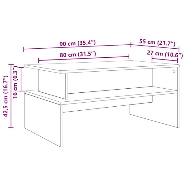 vidaXL Τραπεζάκι σαλονιού artisan δρυς 90 x 55 x 42.5 εκ