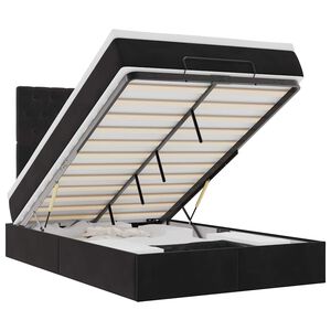 vidaXL Οθωμανικό κρεβάτι με στρώματα & LEDs Μαύρο 120x190cm Velvet