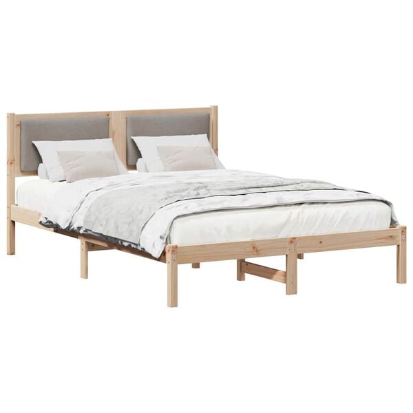 vidaXL Σκελετός Κρεβατιού Taupe 140 x 190 cm Στερεά ξυλεία πεύκου
