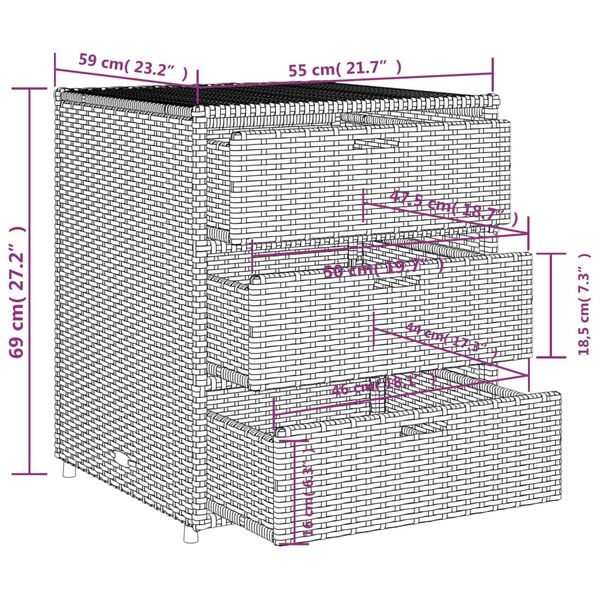 vidaXL Ντουλάπι Αποθήκευσης Κήπου Μαύρο 55x59x69 εκ. Συνθετικό Ρατάν