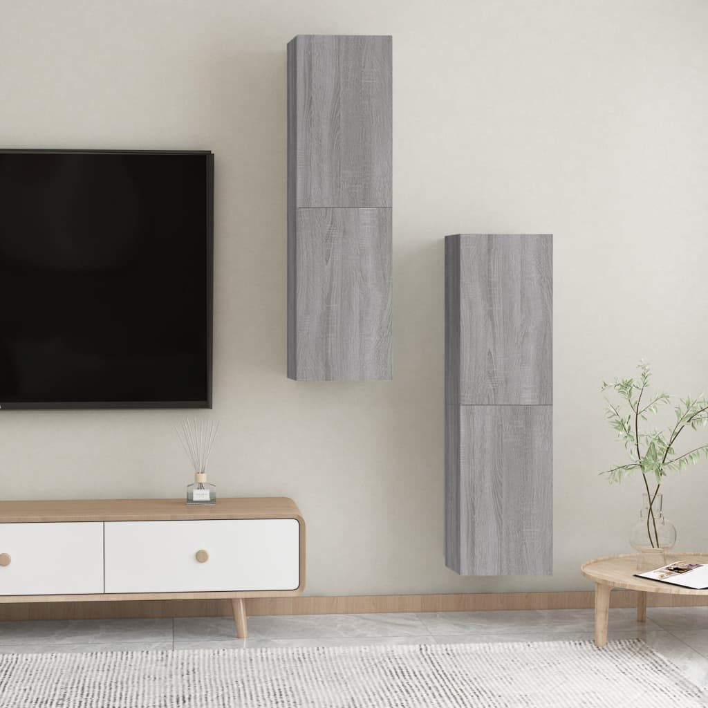 vidaXL Έπιπλα Τηλεόρασης Επιτοίχια 2 τεμ. Γκρι Sonoma 30,5x30x110 εκ.