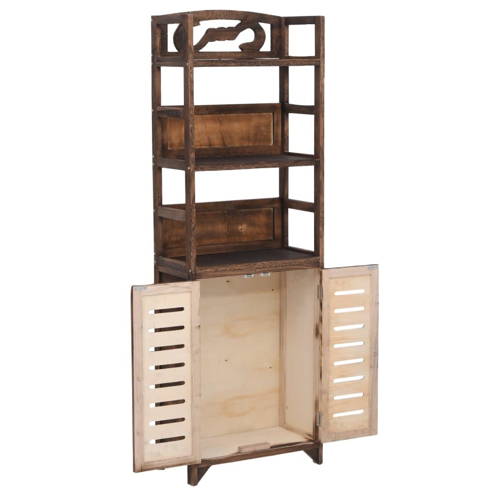 vidaXL Ντουλάπι Βιτρίνα Σκούρο Καφέ 46x24x140 εκ. Μασίφ Ξύλο Παυλώνιας