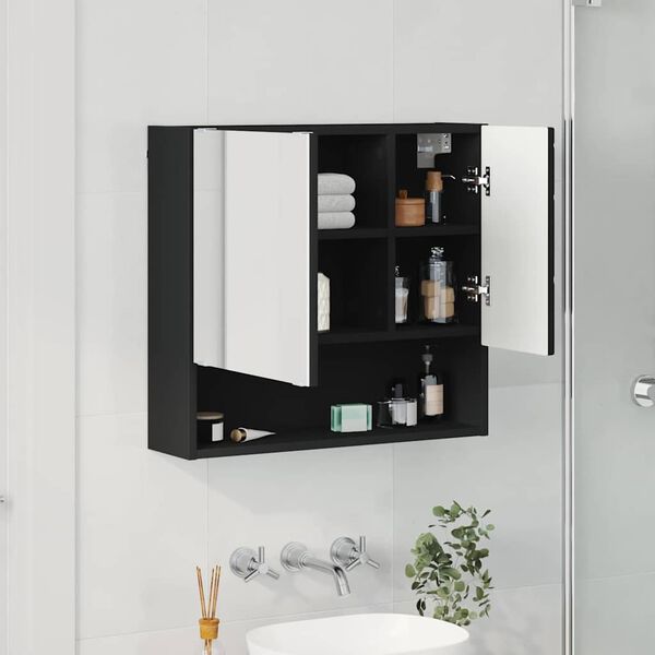 vidaXL Ντουλάπα Καθρέφτη Μαύρο 59 x 17 x 55 cm Επεξεργασμένο ξύλο