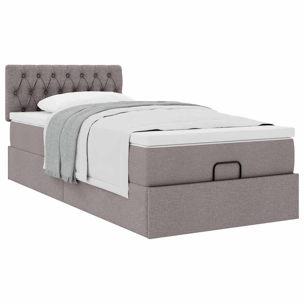 vidaXL Οθωμανικό κρεβάτι με στρώμα Taupe 100x200cm ύφασμα
