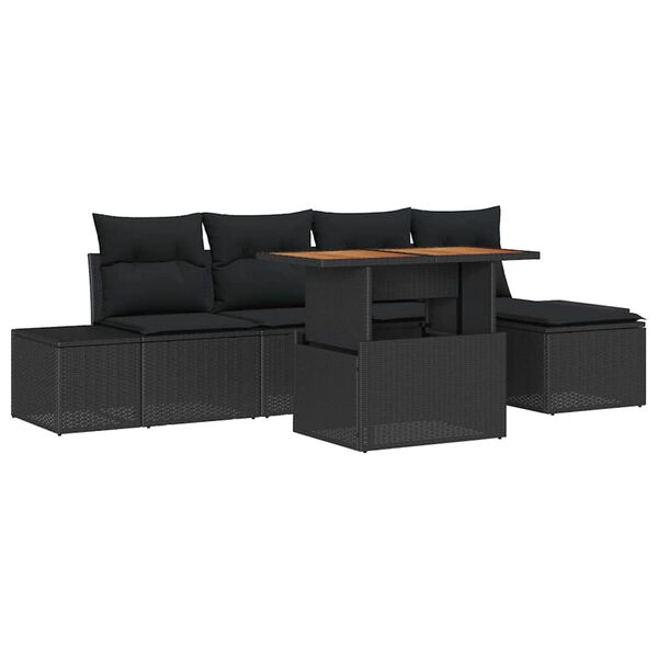 vidaXL Σετ Καναπέ Κήπου με αποθήκευση 6 pcs Μαύρο Πολυ ράταν