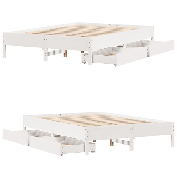 vidaXL Σκελετός Κρεβ. Χωρίς Στρώμα Λευκό 150x200 εκ Μασίφ Πεύκο