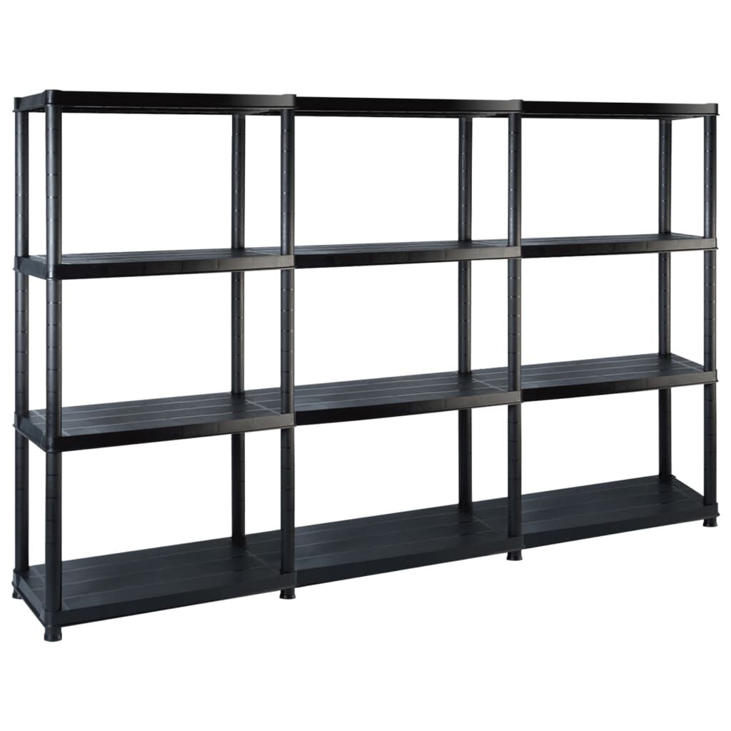 vidaXL Ραφιέρα Αποθήκευσης 4 Επιπέδων Μαύρη 183x30,5x130 εκ. Πλαστική