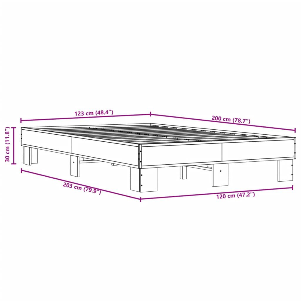 vidaXL Πλαίσιο Κρεβατιού Καφέ Δρυς 120x200 εκ. Επεξ. Ξύλο & Μέταλλο
