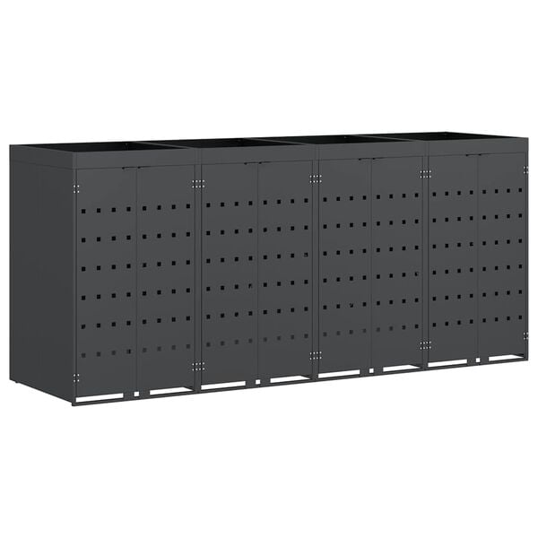 vidaXL Αποθήκη τροχήλατου κάδου για 4 κάδους Ανθρακί