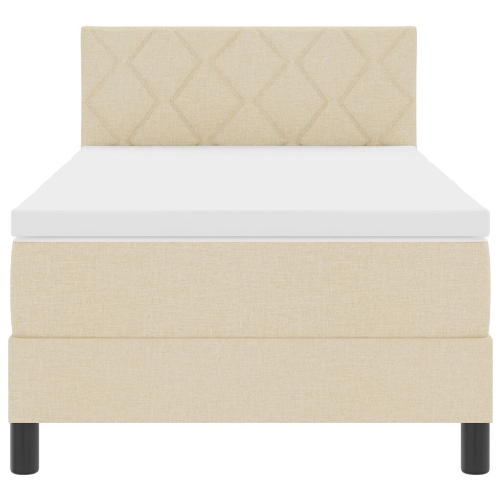 vidaXL Box Spring Bed με Στρώμα Κρέμα 90x200 εκ. Ύφασμα