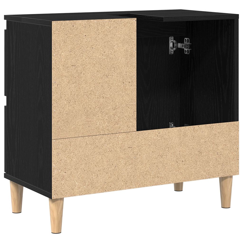 vidaXL Ντουλάπι νεροχύτη Μαύρη Δρυς 65x33x60 εκ Επεξεργασμένο ξύλο