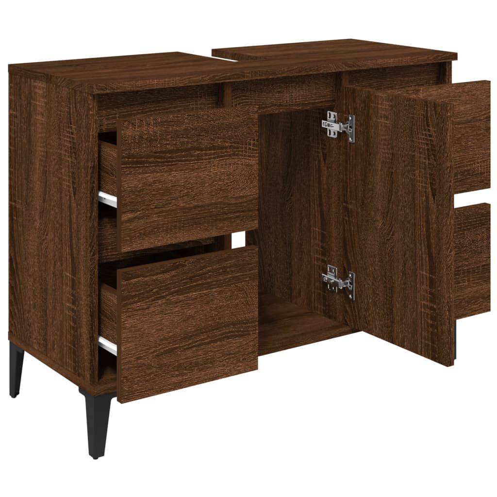 vidaXL Ντουλάπι Νιπτήρα Καφέ Δρυς 80 x 33 x 60 εκ. Επεξεργασμένο Ξύλο