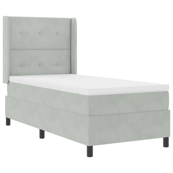 Κρεβάτι Box Spring με Ματράκι Γκρίζο Ανοιχτό 80x200 εκ. Βελούδινο