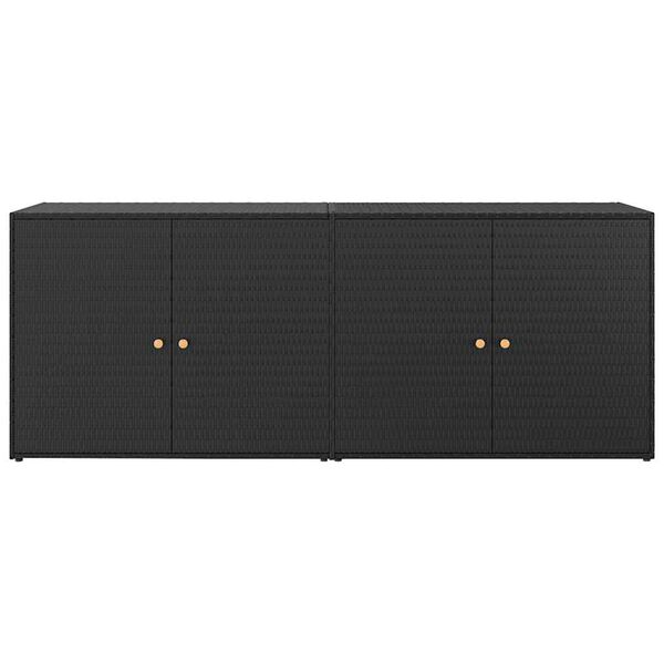 vidaXL Ντουλάπι Αποθήκευσης Κήπου Μαύρο 198 x 55,5 x 80 εκ. από Συνθετικό Ρατάν