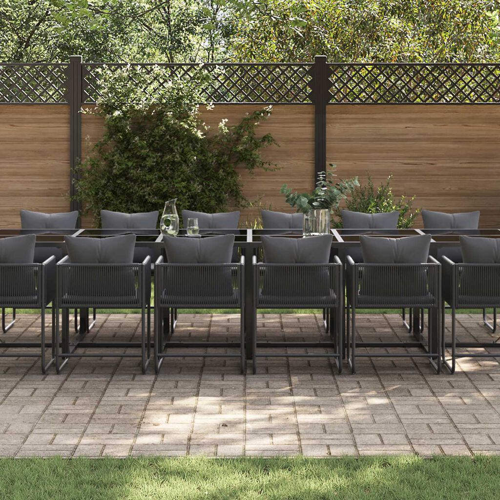 vidaXL Σέτ φαγητού για κήπο 17 pcs Μαύρο Ατσάλι