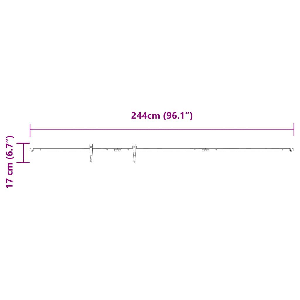 vidaXL Κιτ συρόμενης πόρτας γραφείου 244 cm από ανθρακούχο χάλυβα