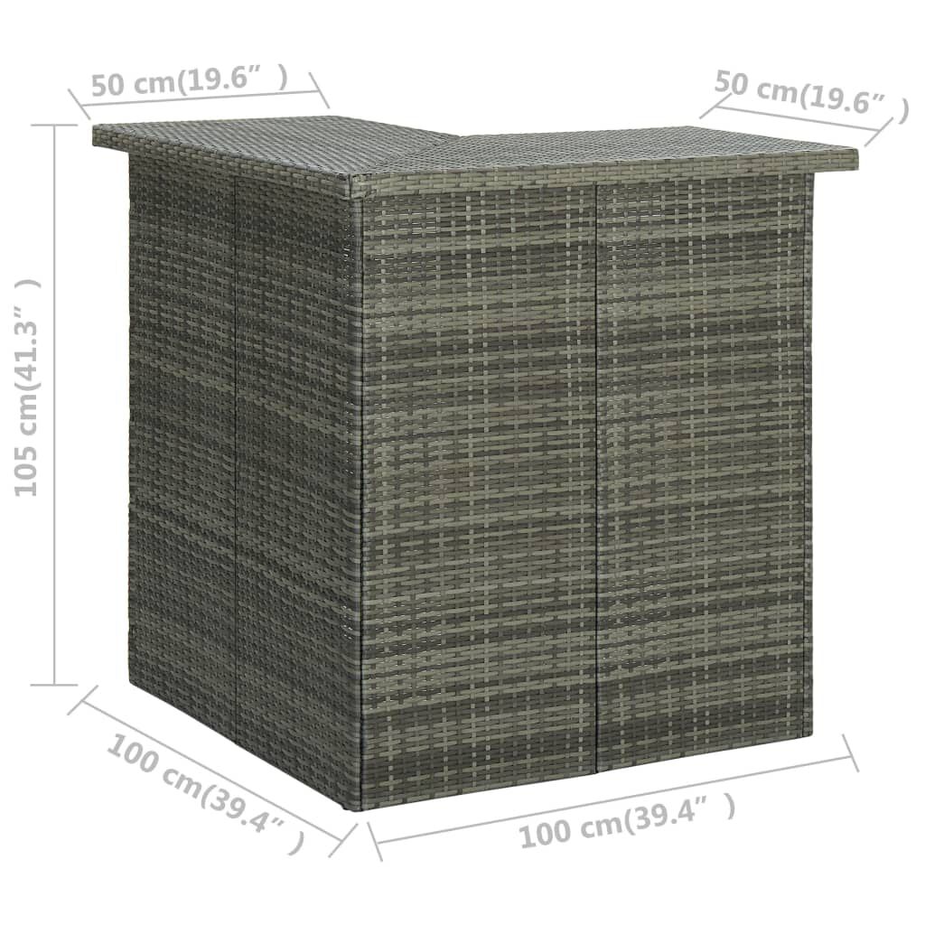 vidaXL Τραπέζι Μπαρ Γωνιακό Γκρι 100 x 50 x 105 εκ. Συνθετικό Ρατάν