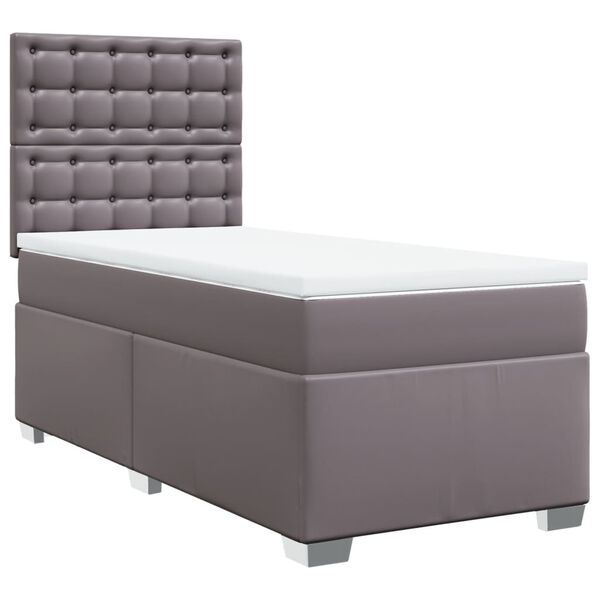 vidaXL Κρεβάτι Boxspring με Στρώμα Γκρι 80 x 200 εκ. Συνθετικό Δέρμα
