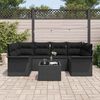 vidaXL Σετ Καναπέ Κήπου 7 pcs Μαύρο Πολυ ράταν