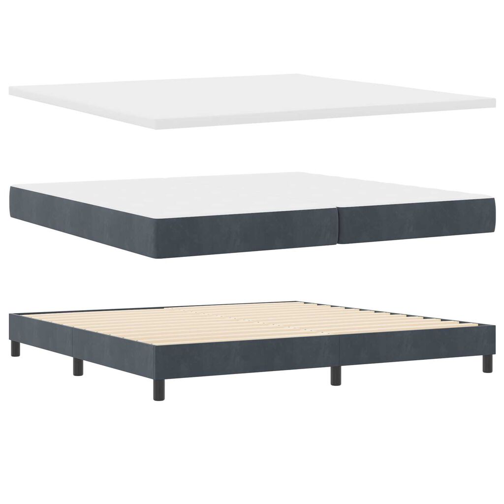 vidaXL Κρεβάτι Box Spring με Στρώμα Σκούρο Γκρι 200x200 cm Βελούδο