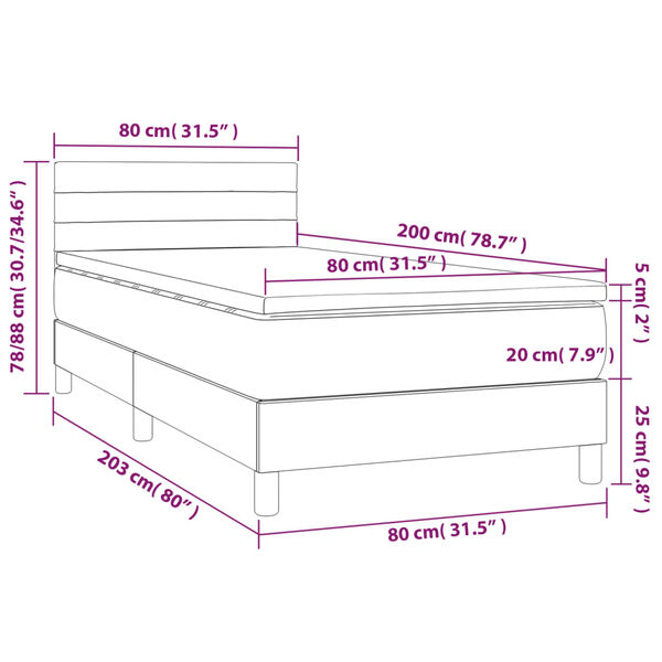 vidaXL Κρεβάτι Boxspring με Στρώμα Σκούρο Πράσινο 80x200 εκ. Βελούδινο