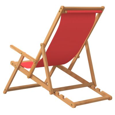 vidaXL Καρέκλα Παραλίας Πτυσσόμενη Κόκκινη από Μασίφ Ξύλο Teak