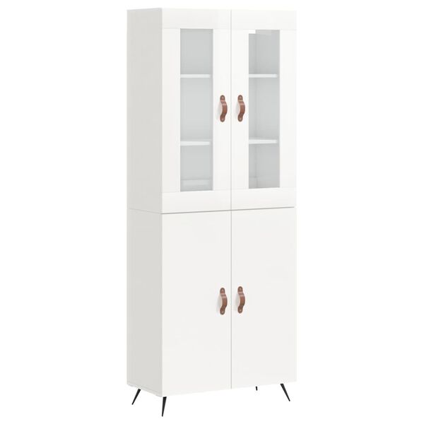 vidaXL Ντουλάπι Γυαλιστερό Λευκό 69,5x34x180 εκ. Επεξεργασμένο Ξύλο