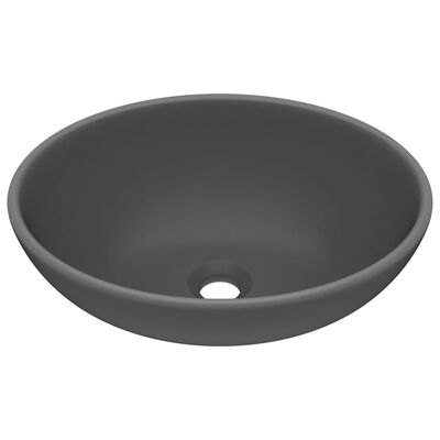 vidaXL Νιπτήρας Πολυτελής Οβάλ Σκούρο Γκρι Ματ 40 x 33 εκ. Κεραμικός