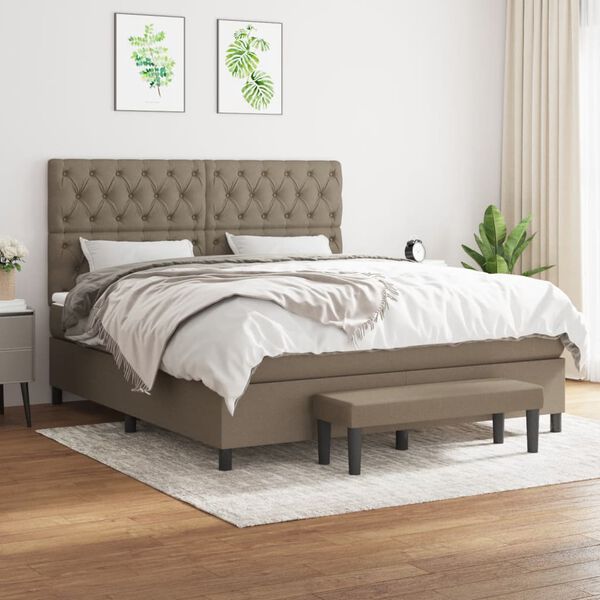 vidaXL &Kappa;&rho;&epsilon;&beta;ά&tau;&iota; Boxspring &mu;&epsilon; &Sigma;&tau;&rho;ώ&mu;&alpha; Taupe 160x200 &epsilon;&kappa;. &Upsilon;&phi;&alpha;&sigma;&mu;ά&tau;&iota;&nu;&omicron;