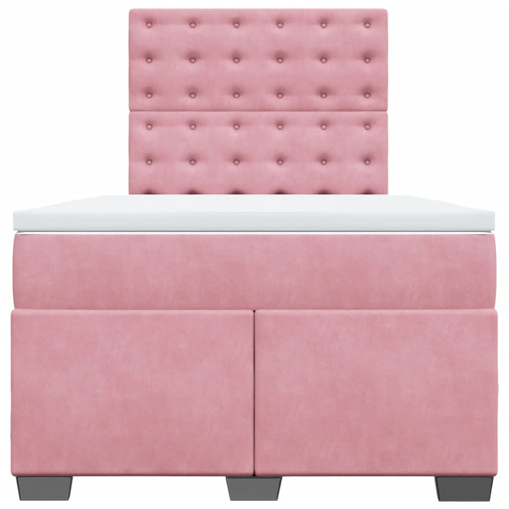 vidaXL Κρεβάτι Boxspring με Στρώμα Ροζ 120x200 εκ. Βελούδινο