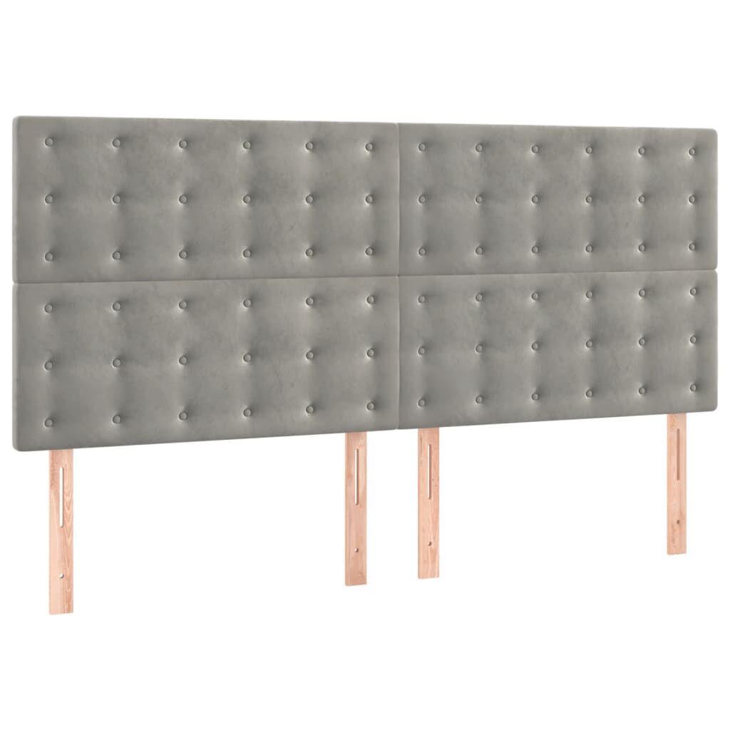 vidaXL Κρεβάτι Boxspring με Στρώμα Ανοιχτό Γκρι 200x200 εκ. Βελούδινο